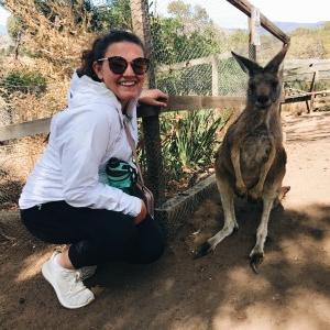 student with kangaroo