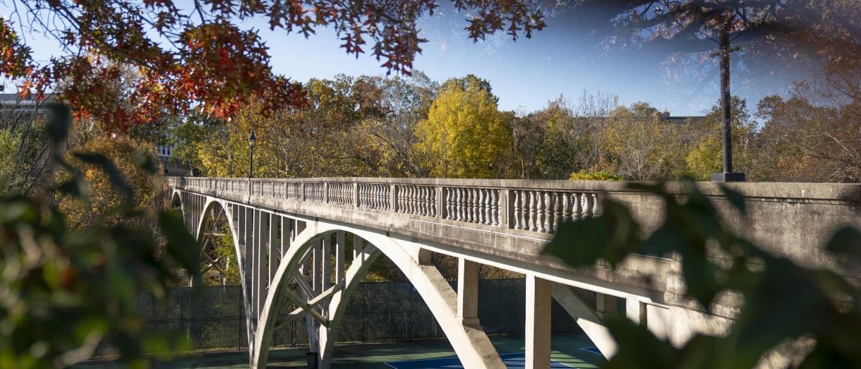 Image of foot bridge between Wilson Field and campus